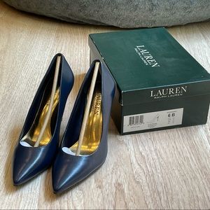 Ralph Lauren Navy Blue Leather Pumps